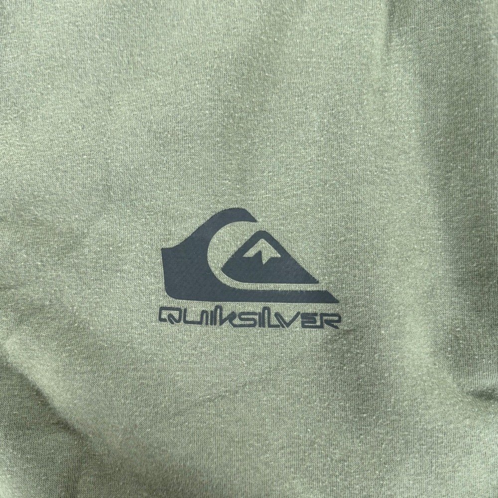 Quiksilver Mens XXL Olive‎ Green Fleece Crewneck Logo Sweatshirt Pullover - Picture 2 of 8